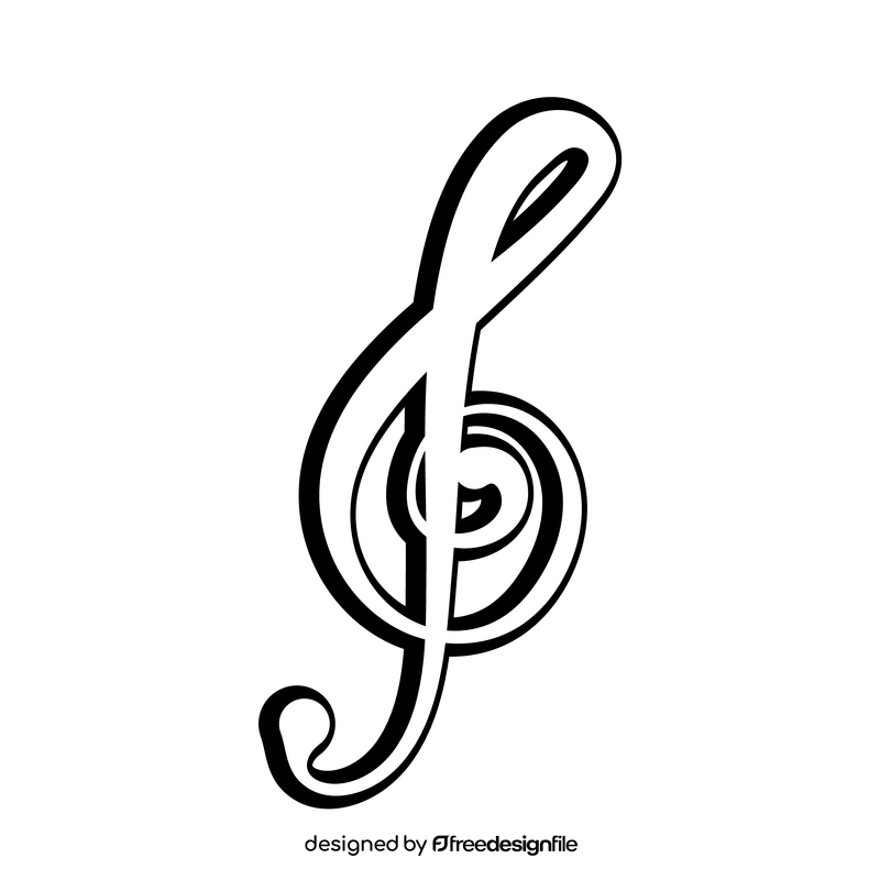 Music note drawing black and white clipart