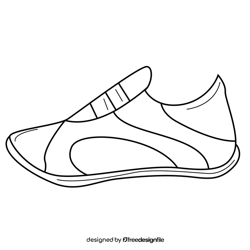 Sport shoes drawing black and white clipart