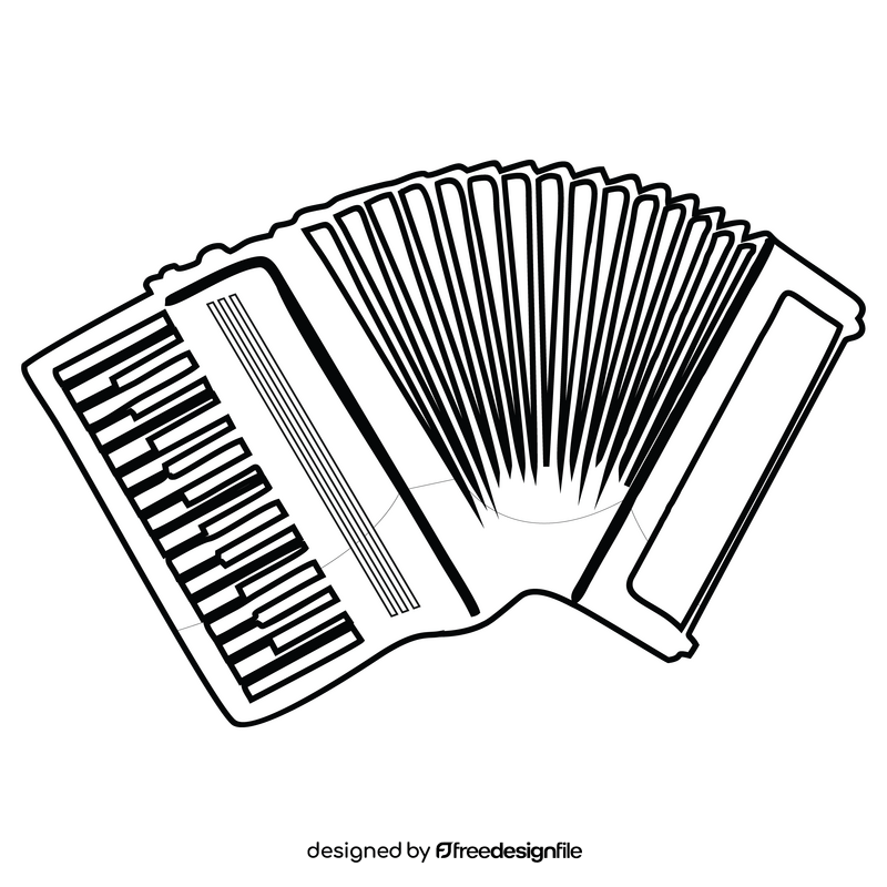 Piano accordion drawing black and white clipart