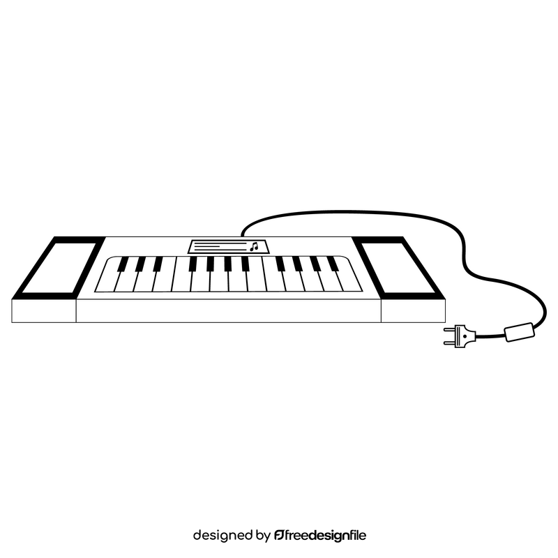 Digital piano drawing black and white clipart