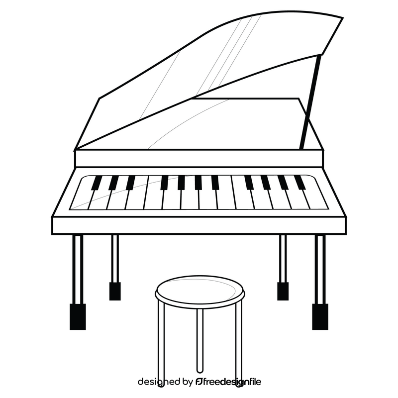 Grand piano drawing black and white clipart