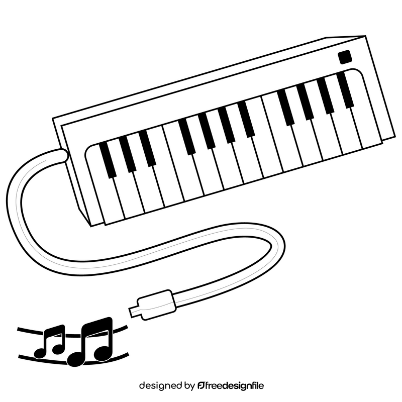 Piano cartoon black and white clipart