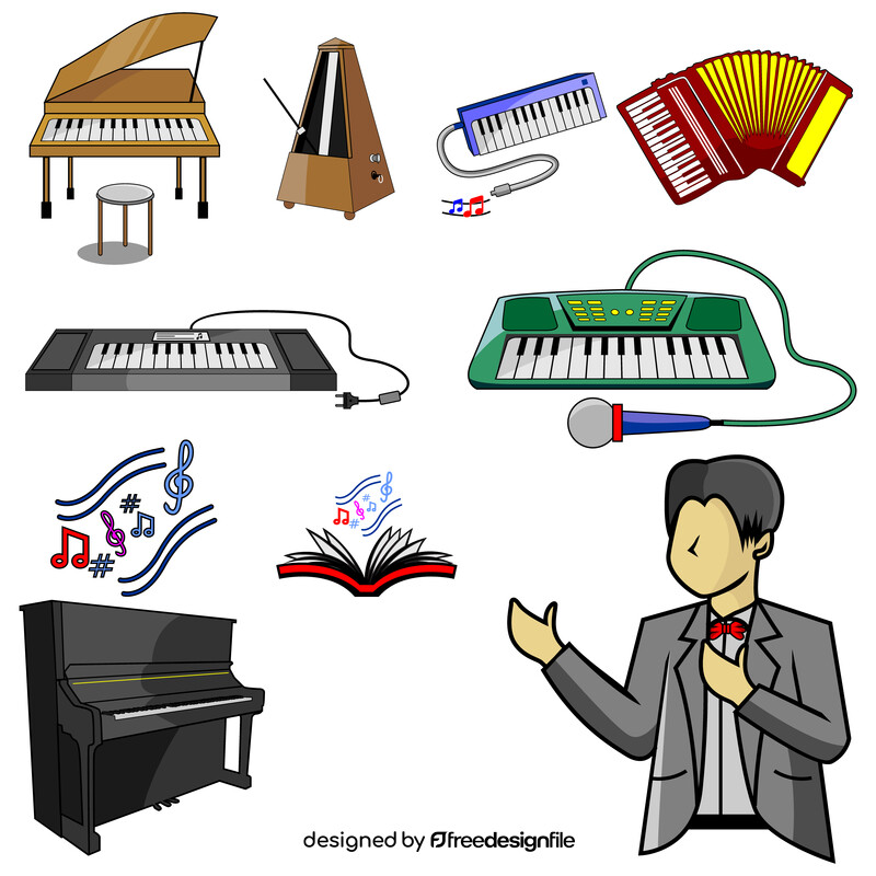 Piano images set vector