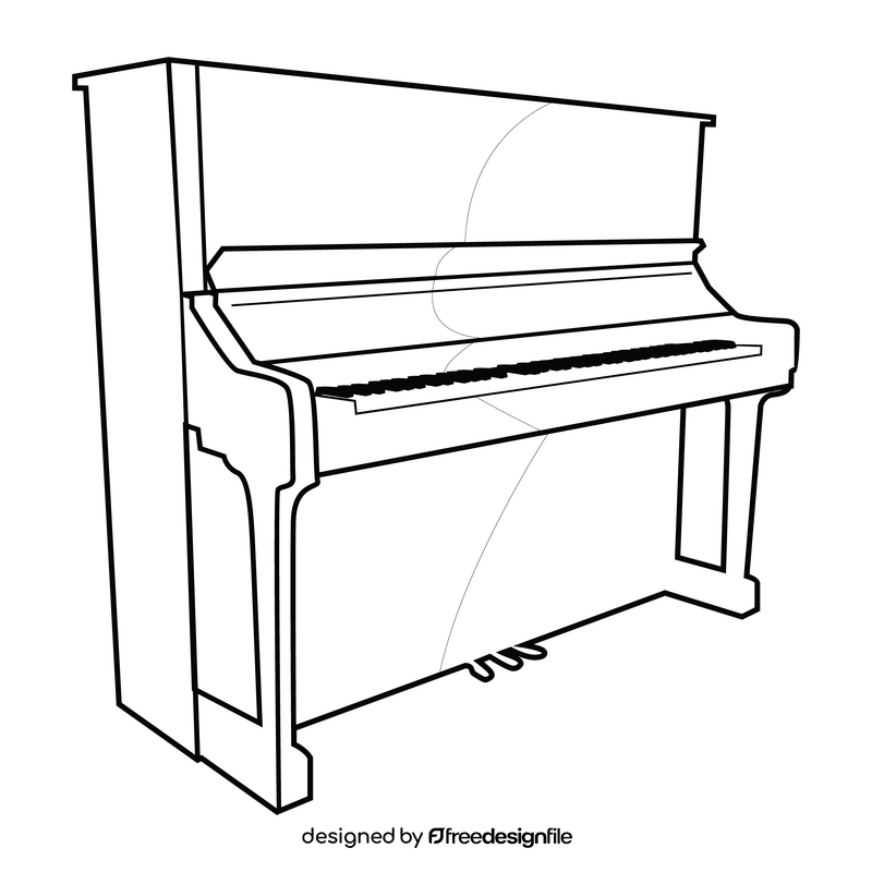 Upright piano drawing black and white clipart