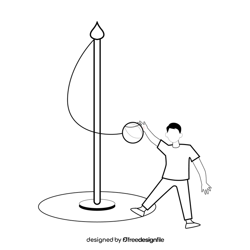 Playground tetherball black and white clipart