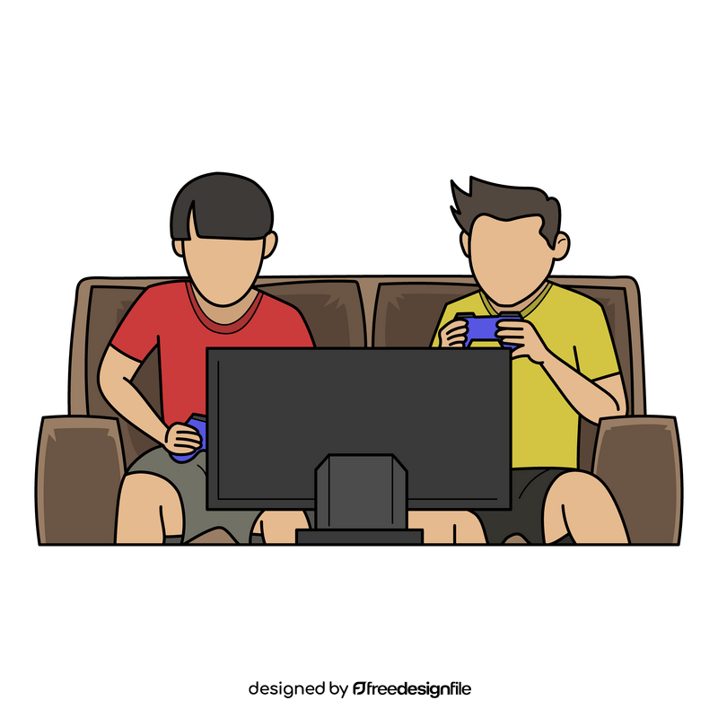 Playing video game on PS Playstation clipart