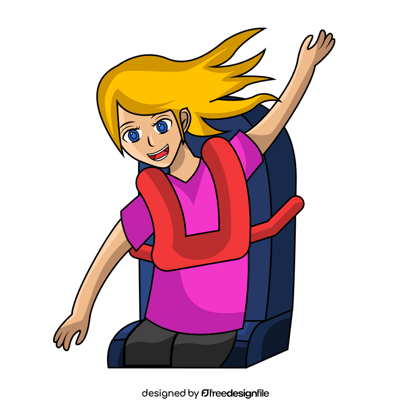 Happy girl on roller coaster clipart