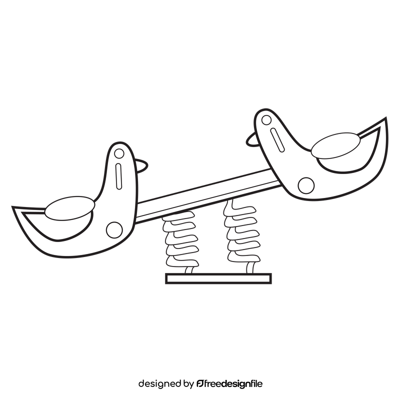 Duck seesaw drawing black and white clipart