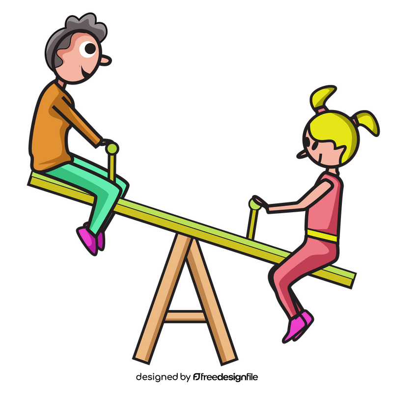 Kids on seesaw clipart