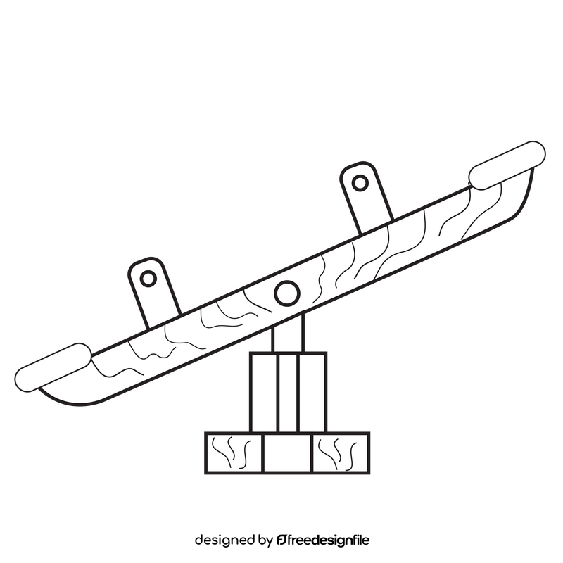 Seesaw wooden drawing black and white clipart