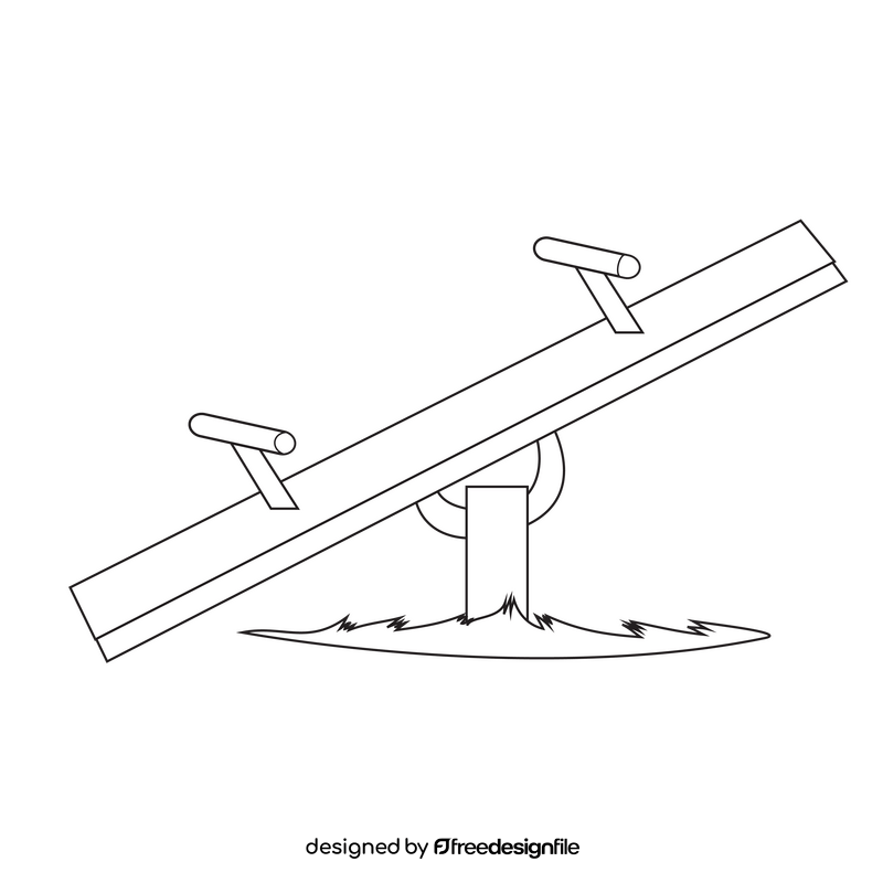 Kids seesaw black and white clipart