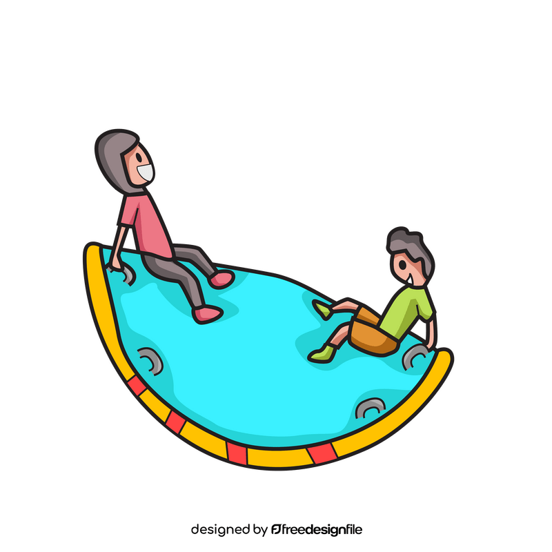 Kids playing seesaw clipart