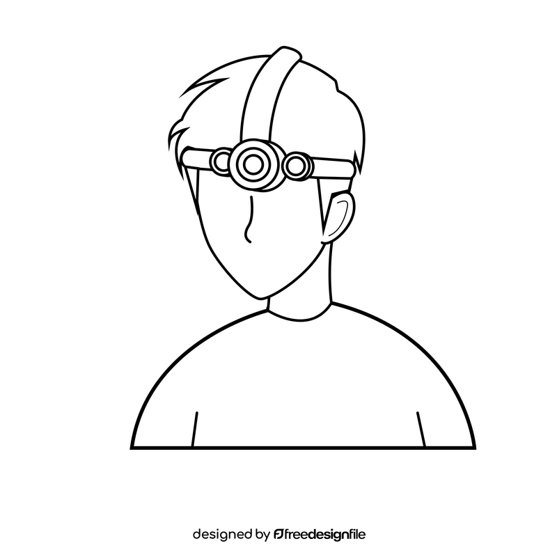 Head flashlight black and white clipart