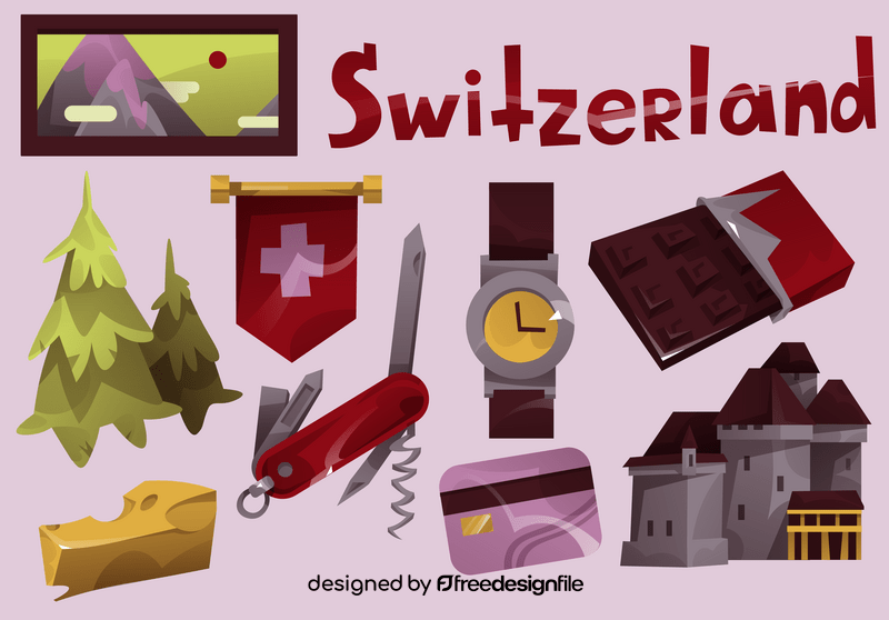 Switzerland icon set vector