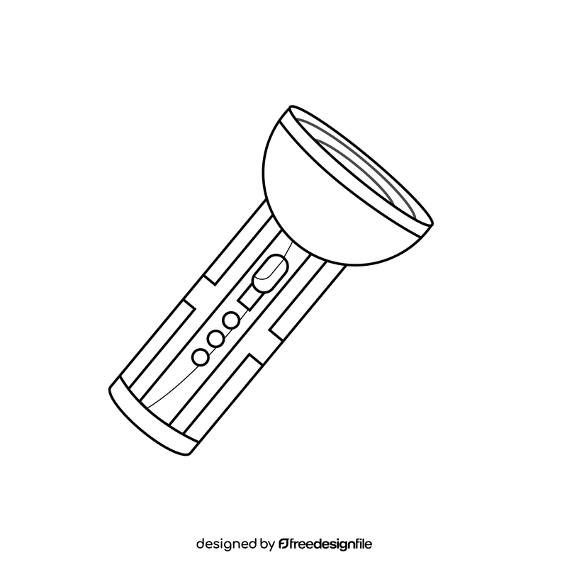 Vintage flashlight black and white clipart