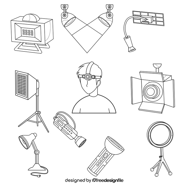 Spotlight, light images set black and white vector