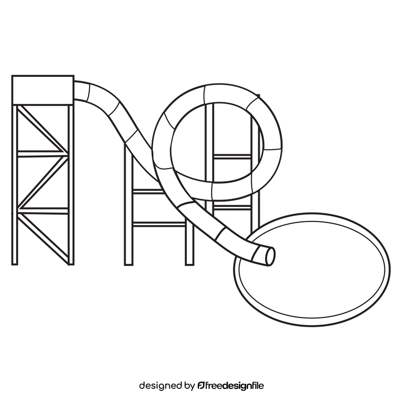 Water slide drawing black and white clipart