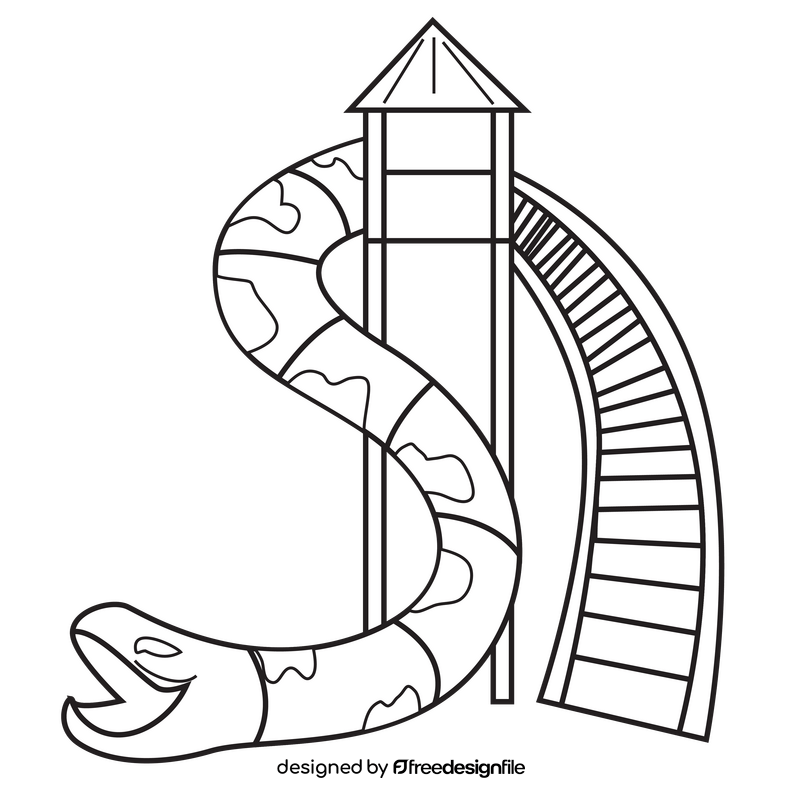 Water slide snake black and white clipart