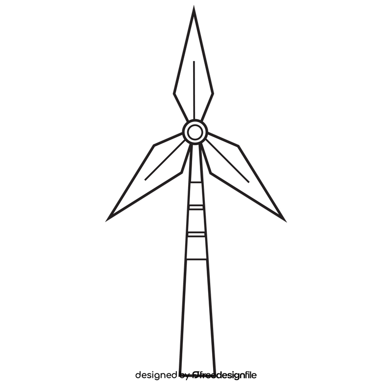 Electrical power windmill black and white clipart