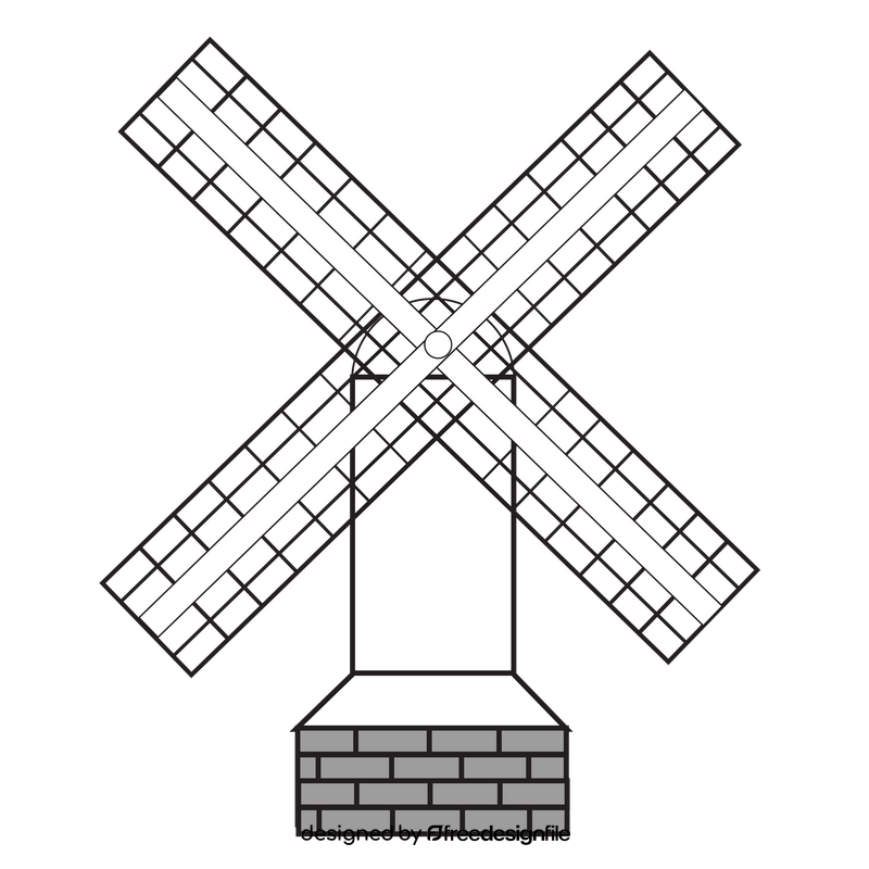 Windmill drawing black and white clipart