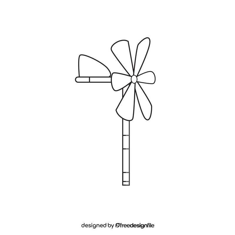 Small Windmill black and white clipart