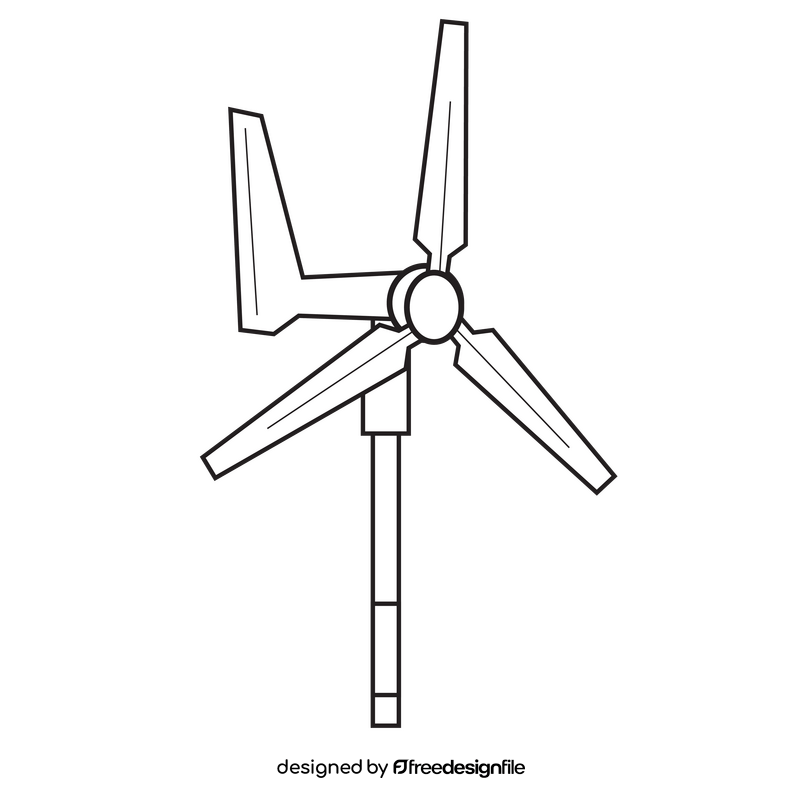 Windmill turbine drawing black and white clipart