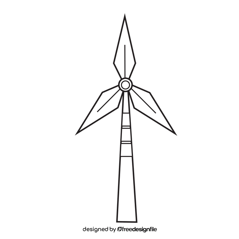 Electric Windmill drawing black and white clipart