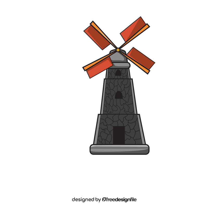 Stone windmill cartoon clipart