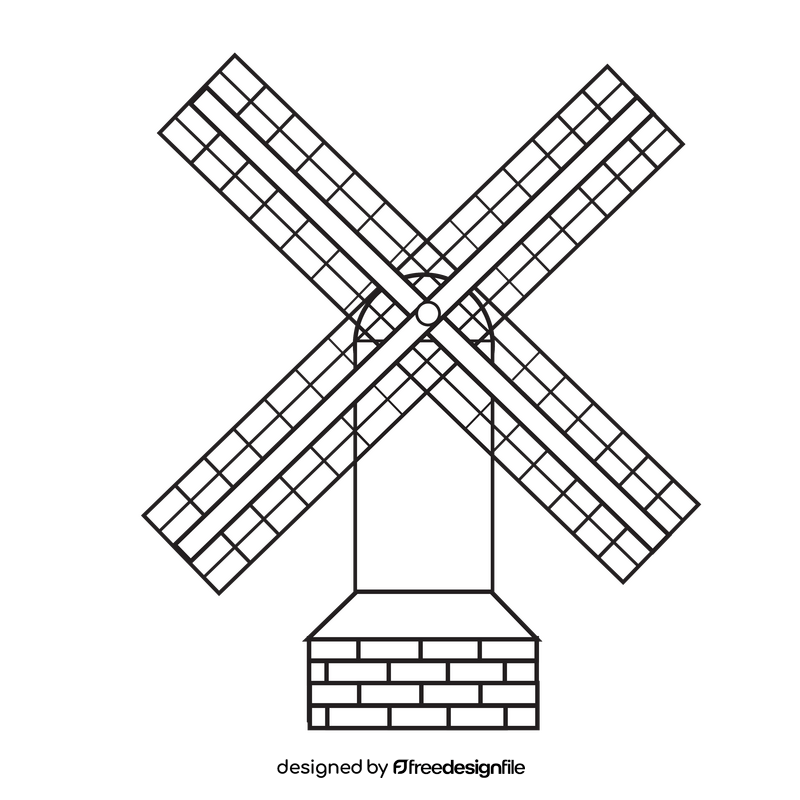 Windmill black and white clipart