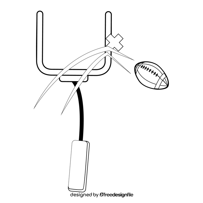 Football missed shoot goal post black and white clipart