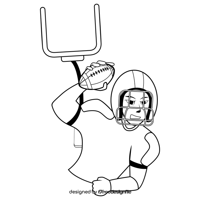 American football player black and white clipart