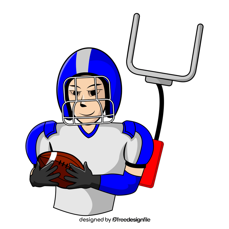 American football player and goal post clipart