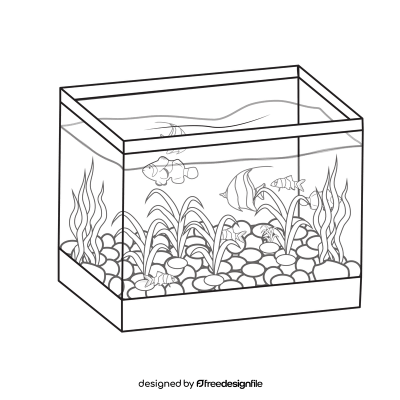 Rectangle aquarium black and white clipart