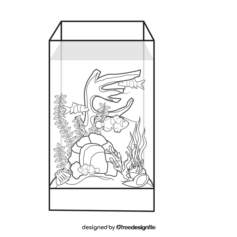 Home aquarium black and white clipart