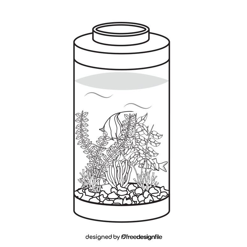 Design aquarium black and white clipart