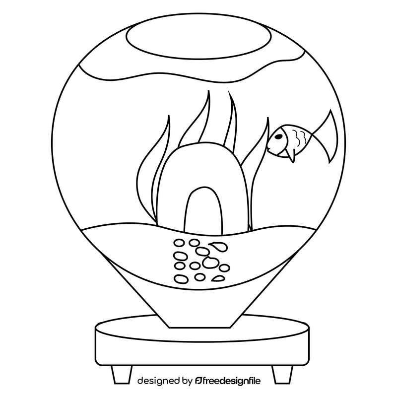 Aquarium bowl glass black and white clipart