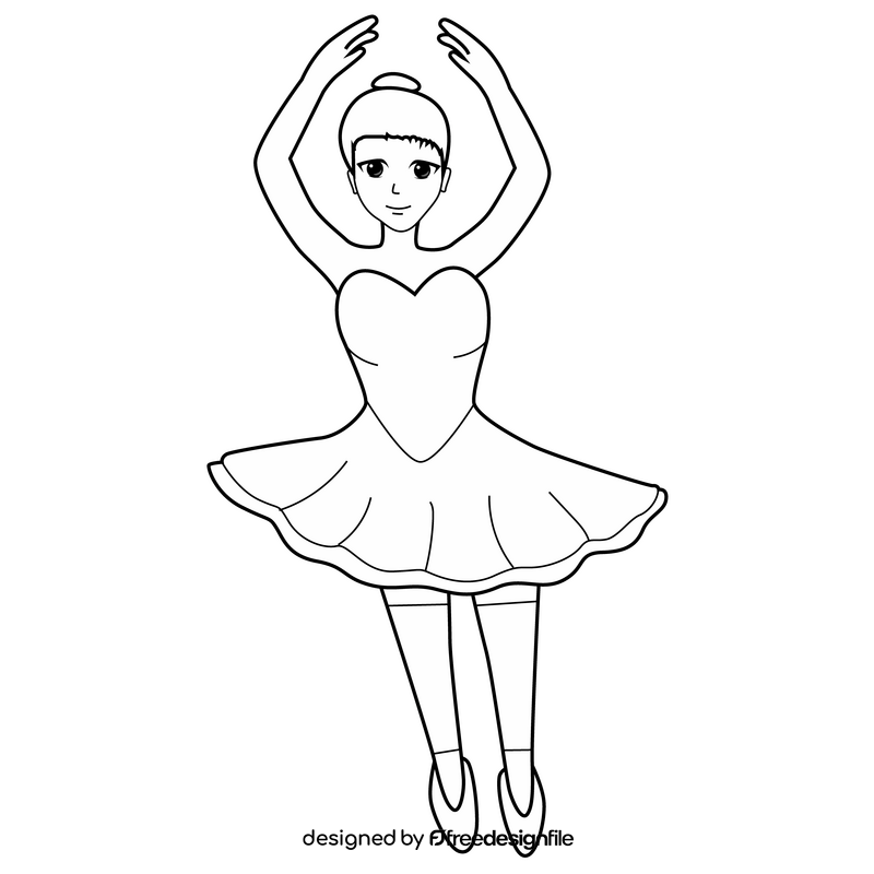 Ballerina drawing black and white clipart