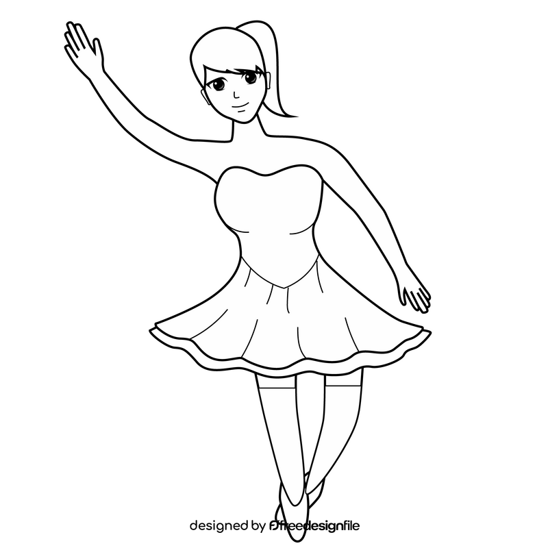 Ballet dancer drawing black and white clipart