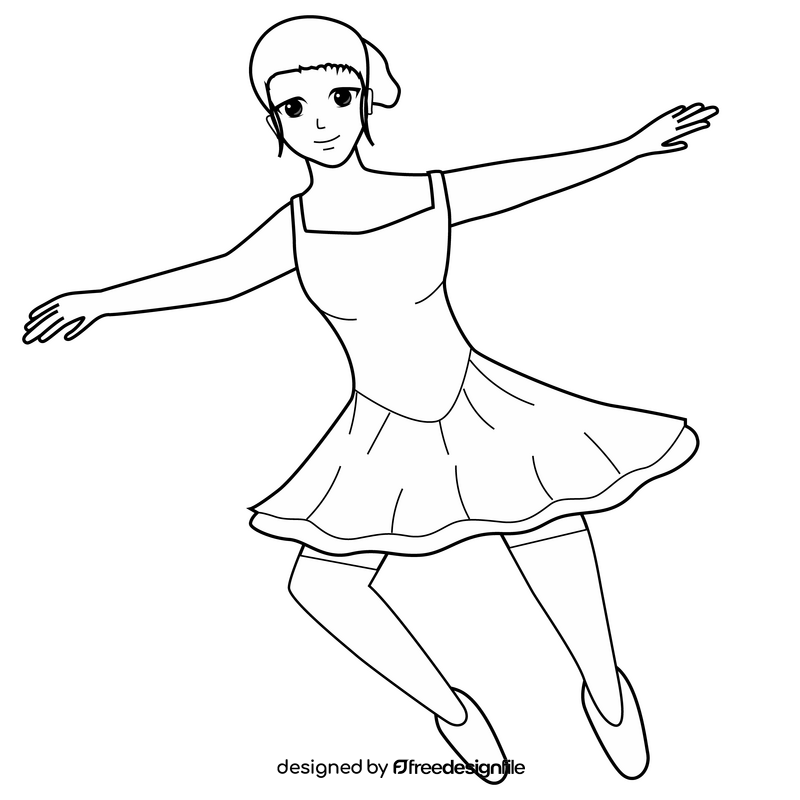 Ballet dancing drawing black and white clipart