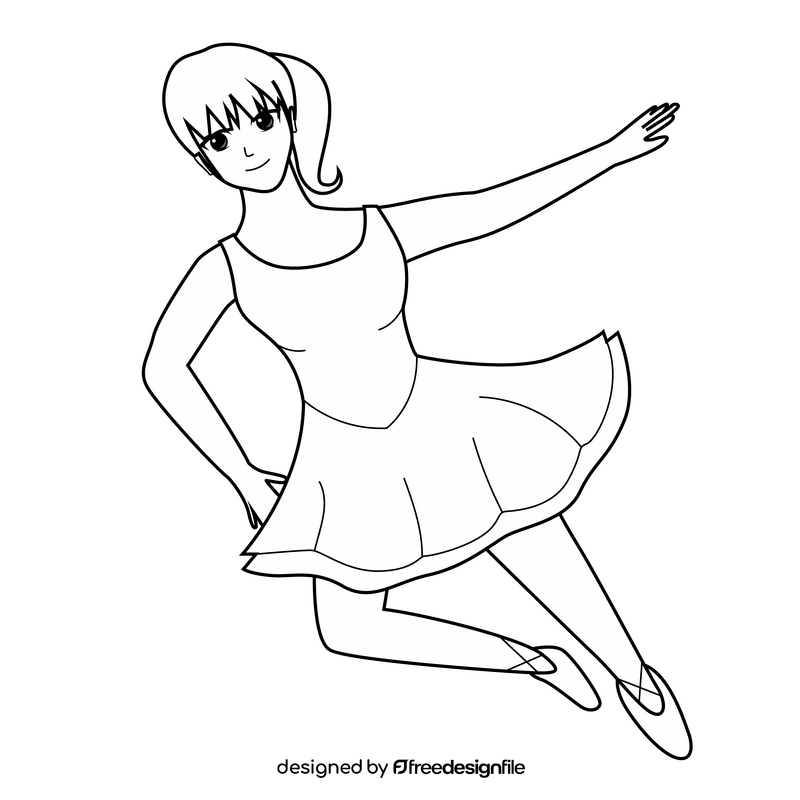 Cute girl ballerina dancer black and white clipart