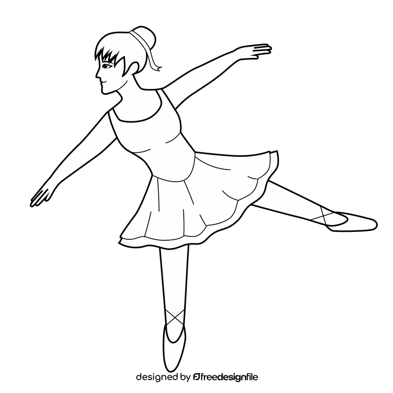 Ballerina cartoon black and white clipart