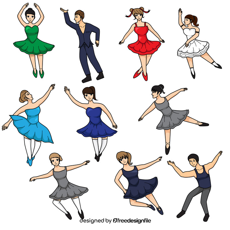 Ballerina dancers set vector