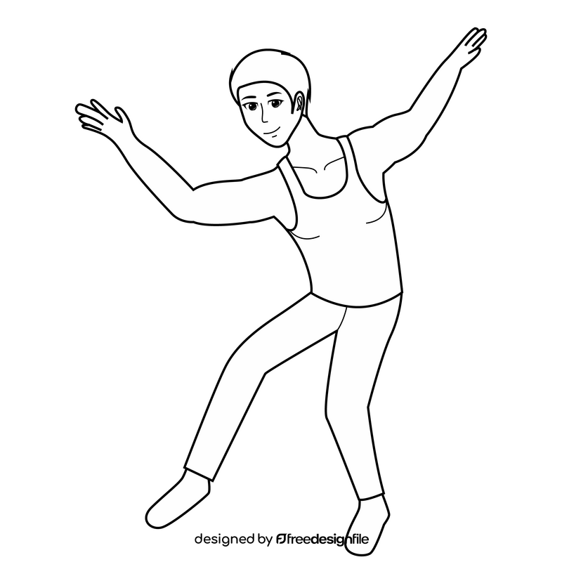 Male ballet dancer black and white clipart