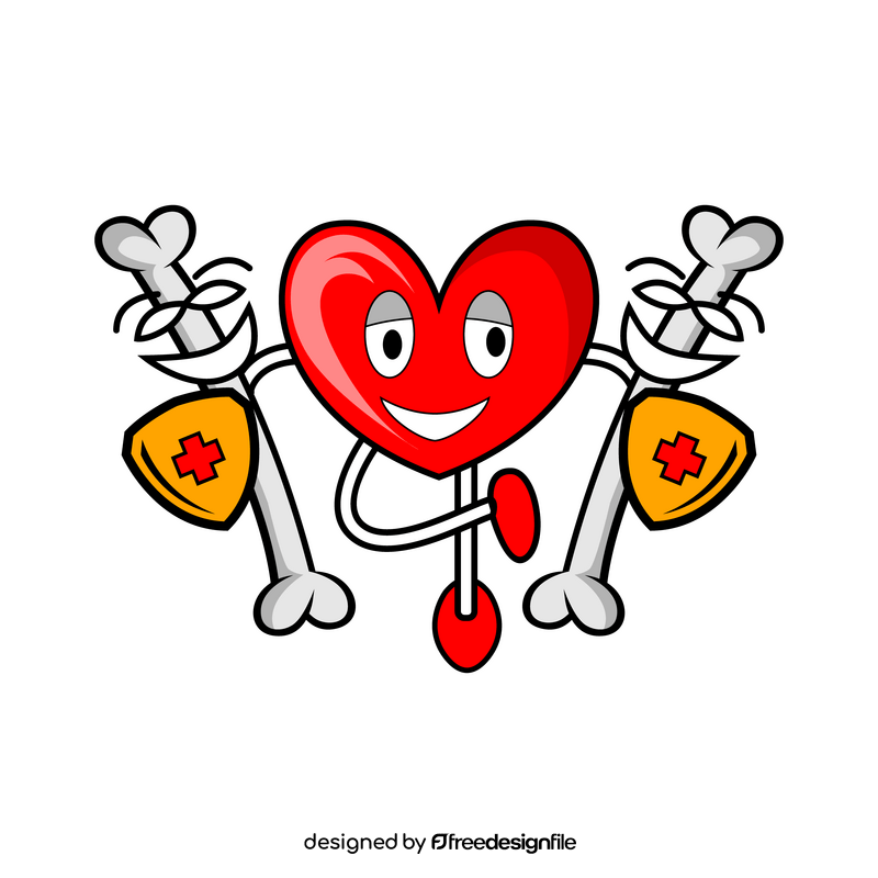 Bones protect organs, heart cartoon clipart