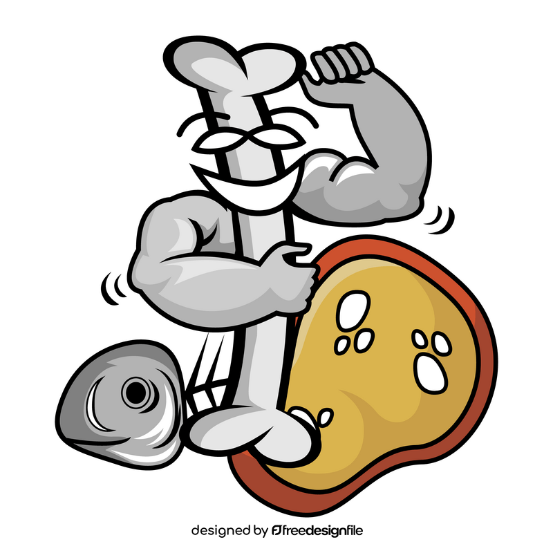 Strong bone with protein cartoon clipart