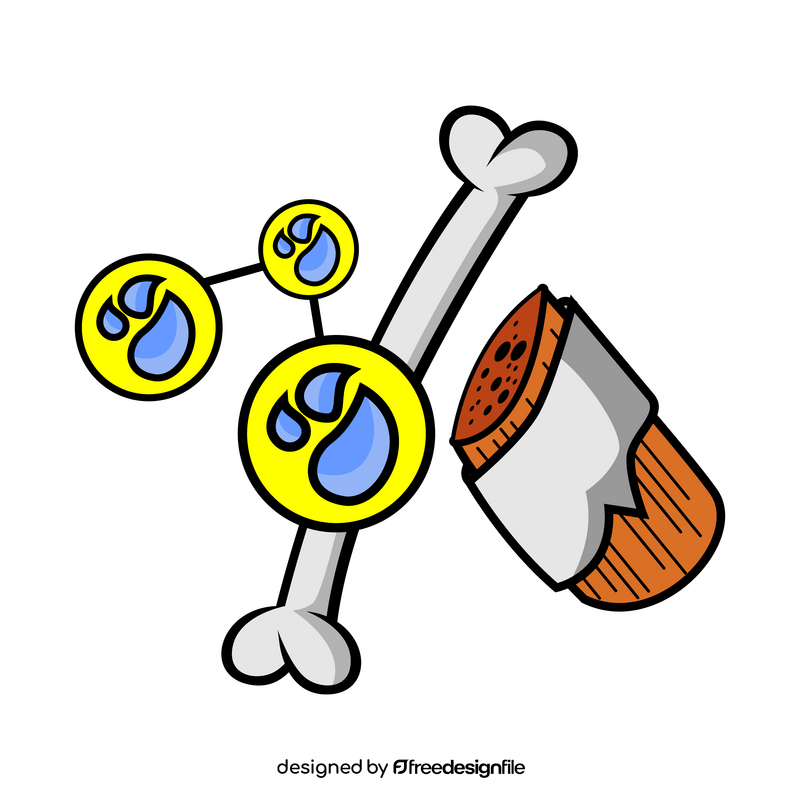 Cartoon bone with minerals clipart