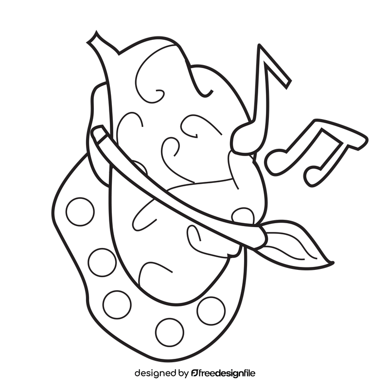 Brain listening to music black and white clipart