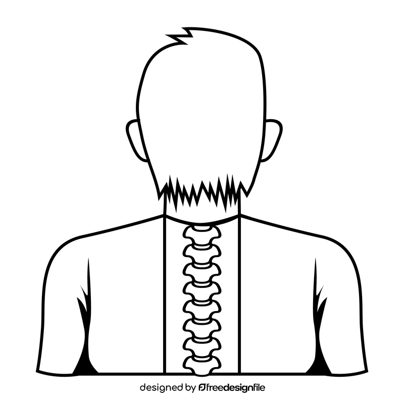 Spinal bone, backbone cartoon black and white clipart