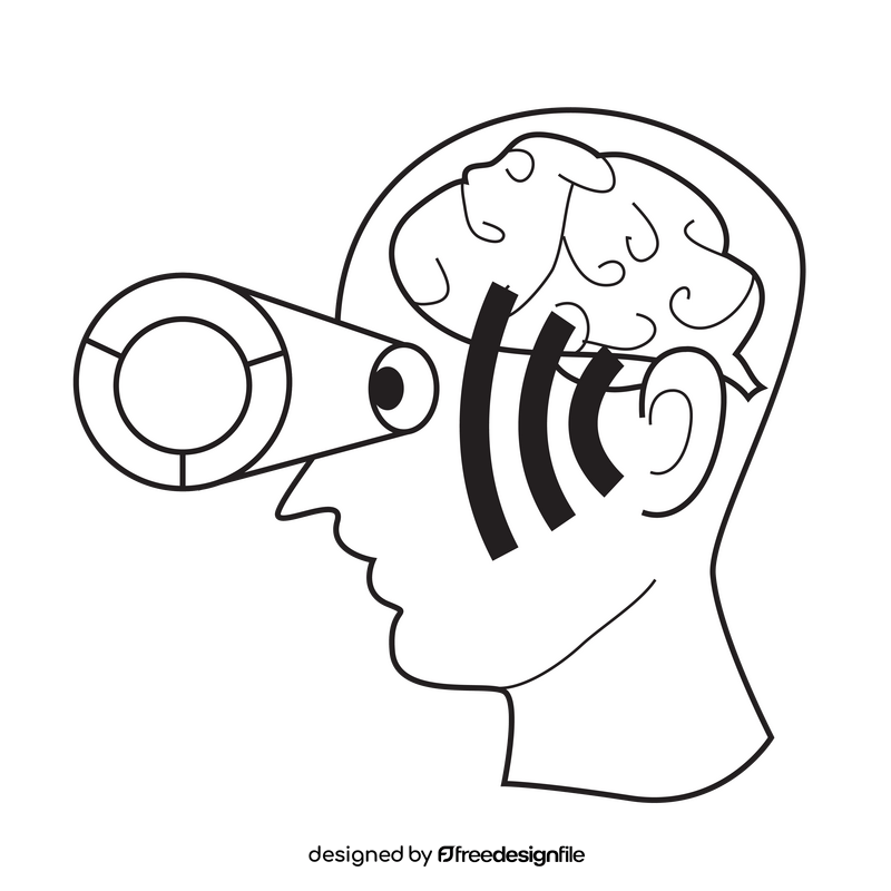 Human brain functions black and white clipart