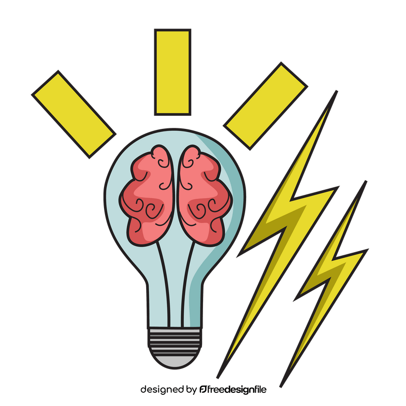 Brain creates idea, idea bulb clipart